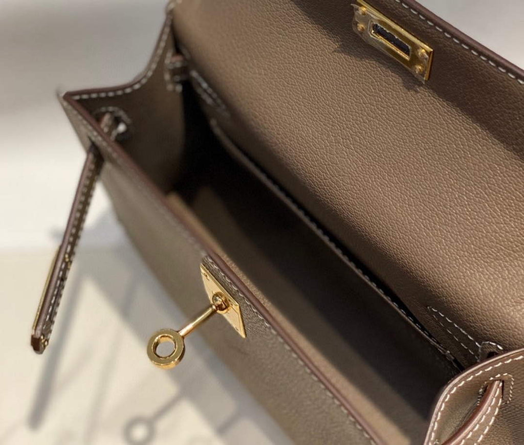 Hermes Kelly Mini II Bag Dark Gray Epsom with Gold Hardware 19