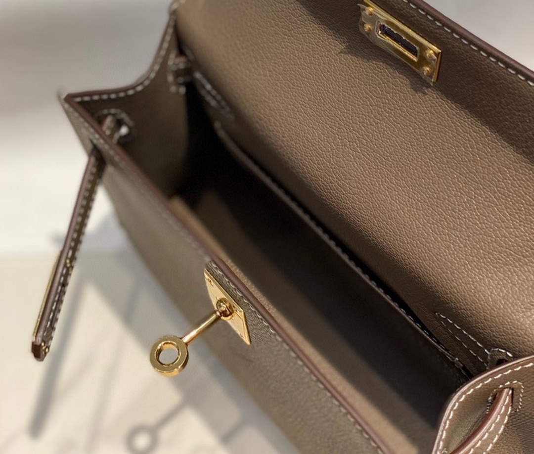 Hermes Kelly Mini II Bag Dark Gray Epsom with Gold Hardware 19