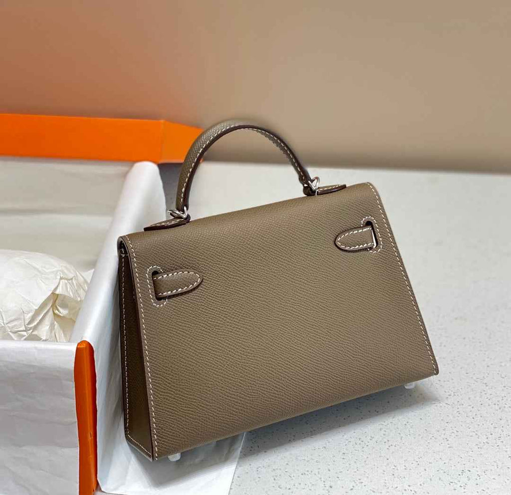 Hermes Kelly Mini II Bag Dark Gray Epsom with Silver Hardware 19