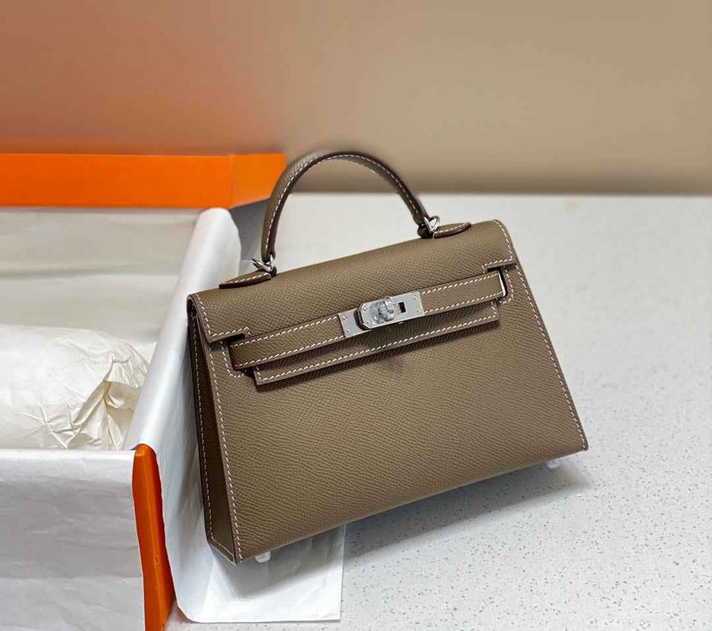 Hermes Kelly Mini II Bag Dark Gray Epsom with Silver Hardware 19