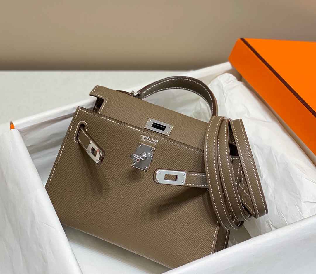 Hermes Kelly Mini II Bag Dark Gray Epsom with Silver Hardware 19