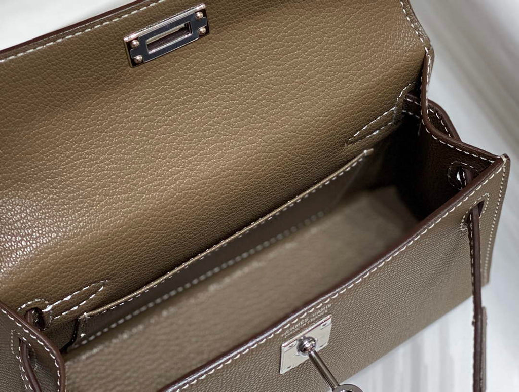 Hermes Kelly Mini II Bag Dark Gray Epsom with Silver Hardware 19
