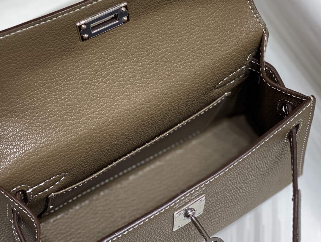 Hermes Kelly Mini II Bag Dark Gray Epsom with Silver Hardware 19