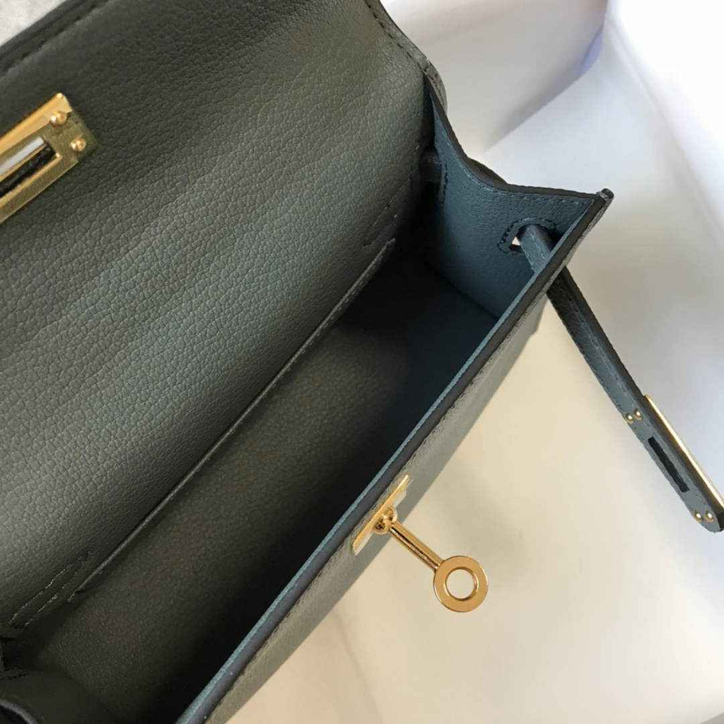 Hermes Kelly Mini II Bag Dark Green Epsom Leather with Gold Hardware 19