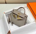 Hermes Kelly Mini II Bag Gray Epsom with Gold Hardware 19