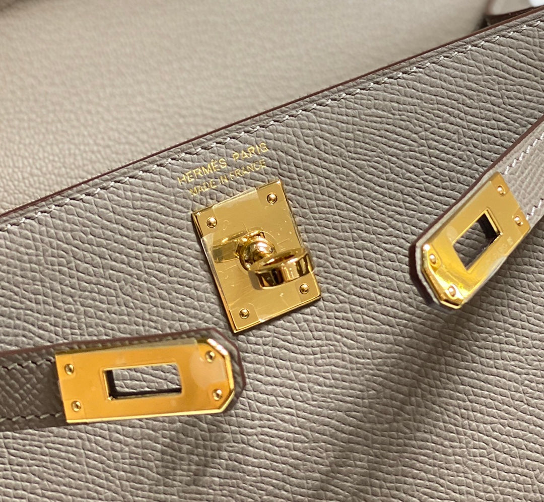 Hermes Kelly Mini II Bag Gray Epsom with Gold Hardware 19