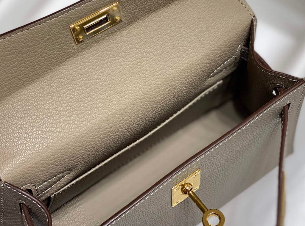 Hermes Kelly Mini II Bag Gray Epsom with Gold Hardware 19