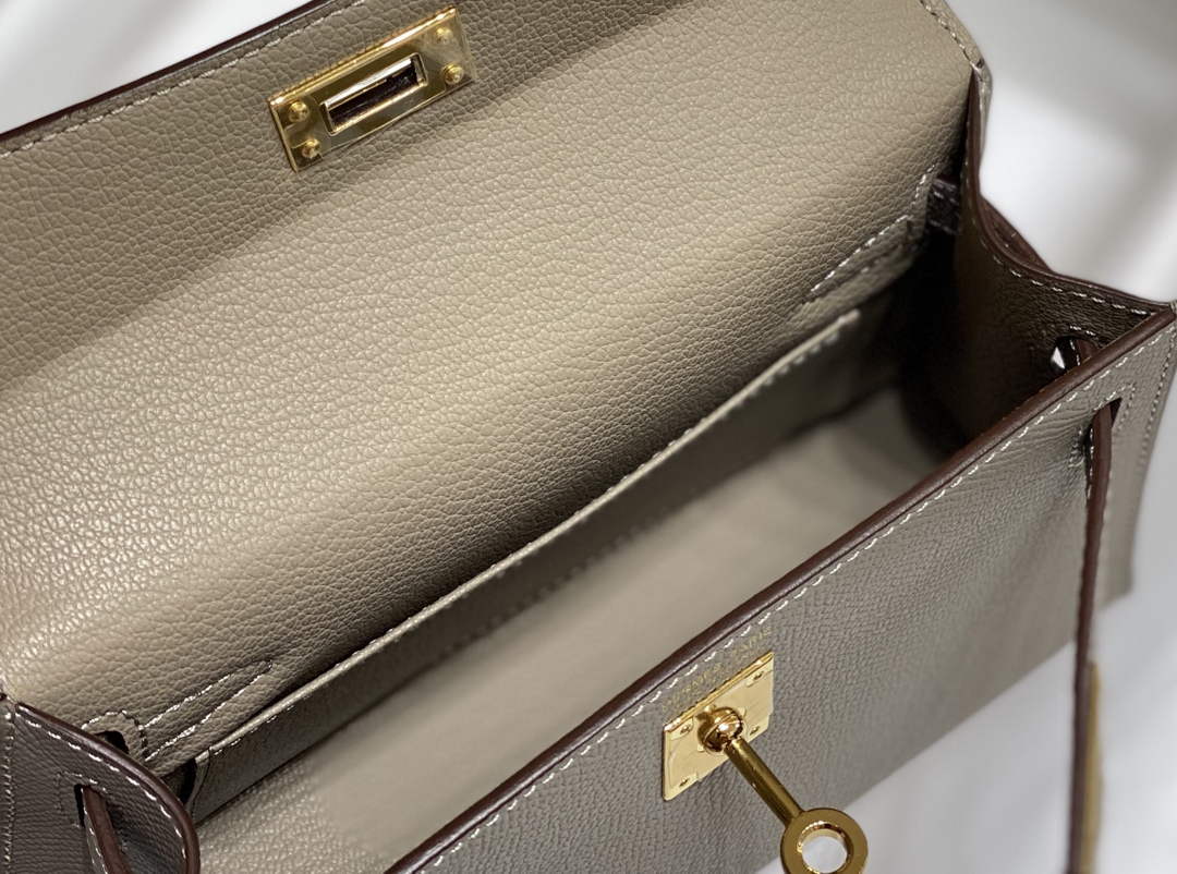 Hermes Kelly Mini II Bag Gray Epsom with Gold Hardware 19