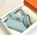 Hermes Kelly Mini II Bag Light Blue Epsom with Gold Hardware 19
