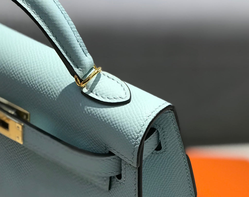 Hermes Kelly Mini II Bag Light Blue Epsom with Gold Hardware 19