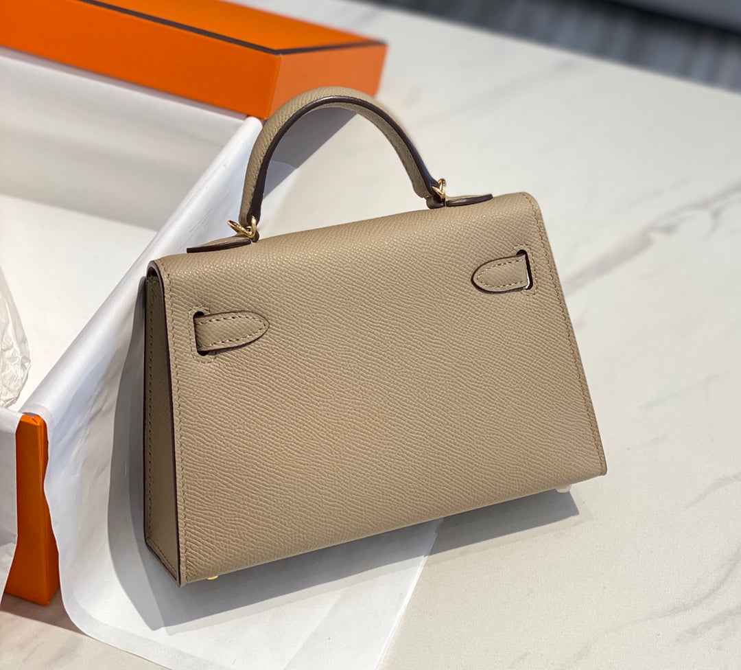 Hermes Kelly Mini II Bag Light Gray Epsom with Gold Hardware 19