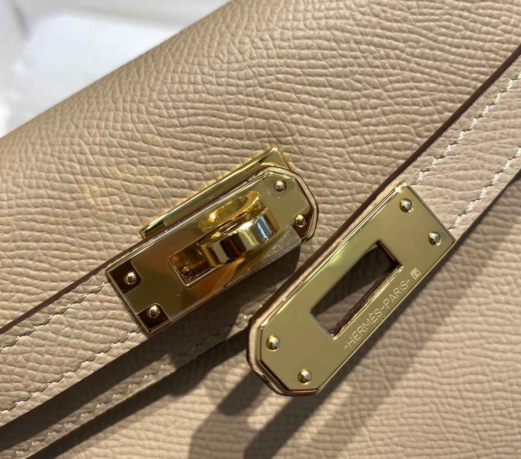 Hermes Kelly Mini II Bag Light Gray Epsom with Gold Hardware 19