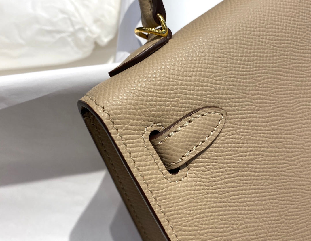 Hermes Kelly Mini II Bag Light Gray Epsom with Gold Hardware 19