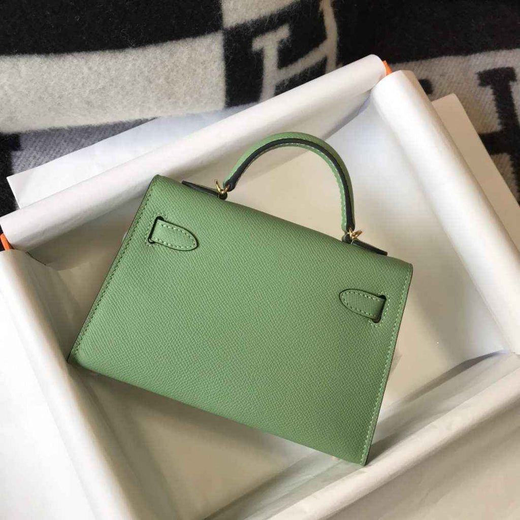 Hermes Kelly Mini II Bag Light Green Epsom with Gold Hardware 19