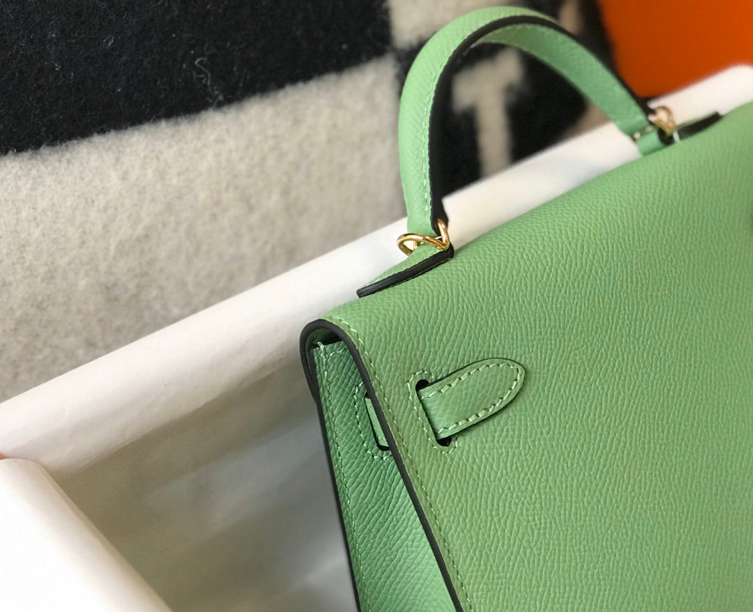 Hermes Kelly Mini II Bag Light Green Epsom with Gold Hardware 19