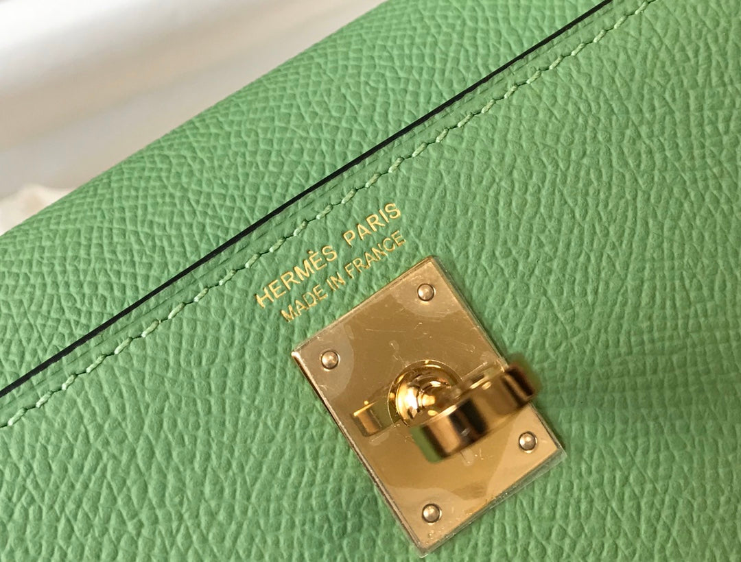 Hermes Kelly Mini II Bag Light Green Epsom with Gold Hardware 19
