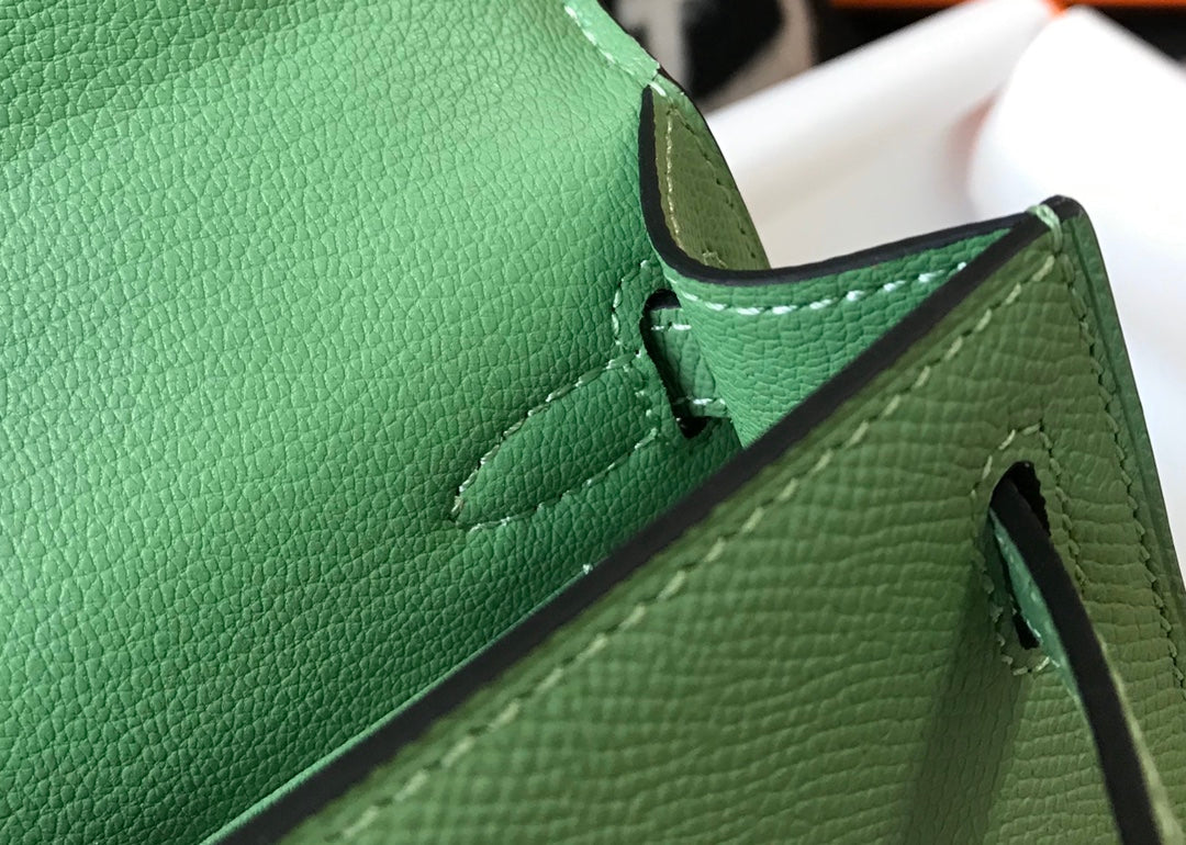 Hermes Kelly Mini II Bag Light Green Epsom with Gold Hardware 19