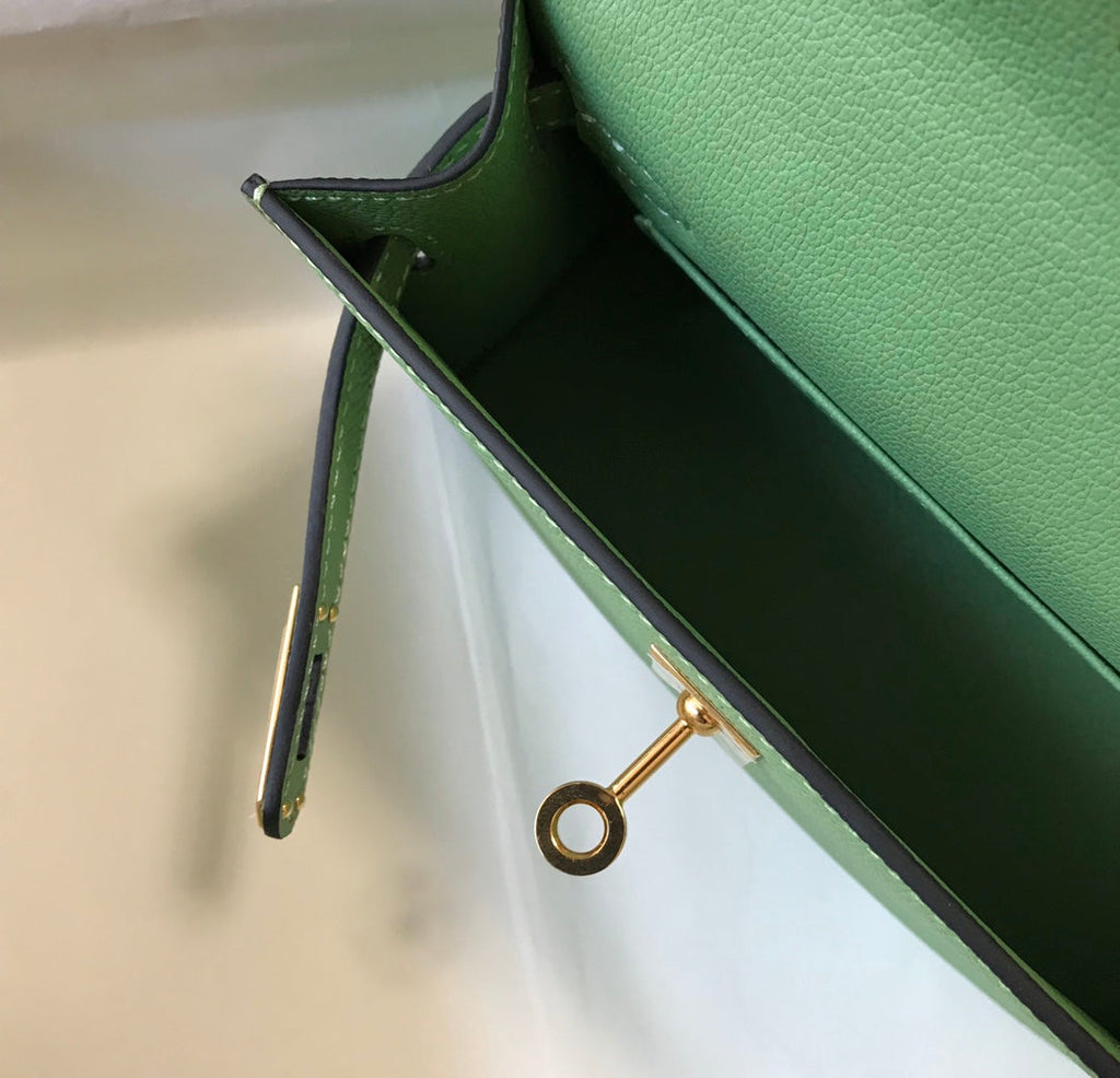 Hermes Kelly Mini II Bag Light Green Epsom with Gold Hardware 19