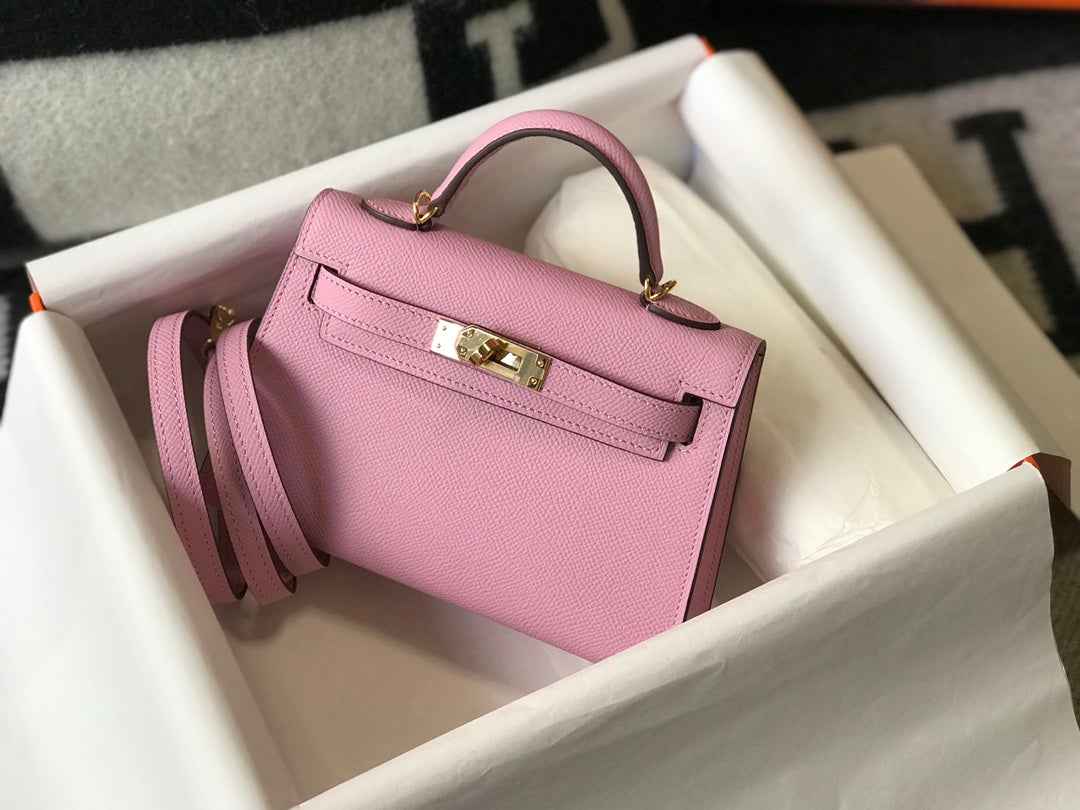 Hermes Kelly Mini II Bag light pink Epsom with Gold Hardware 19