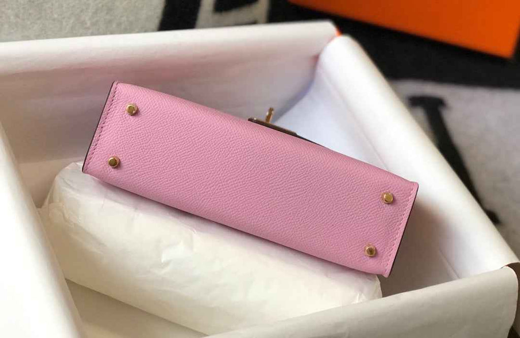 Hermes Kelly Mini II Bag light pink Epsom with Gold Hardware 19