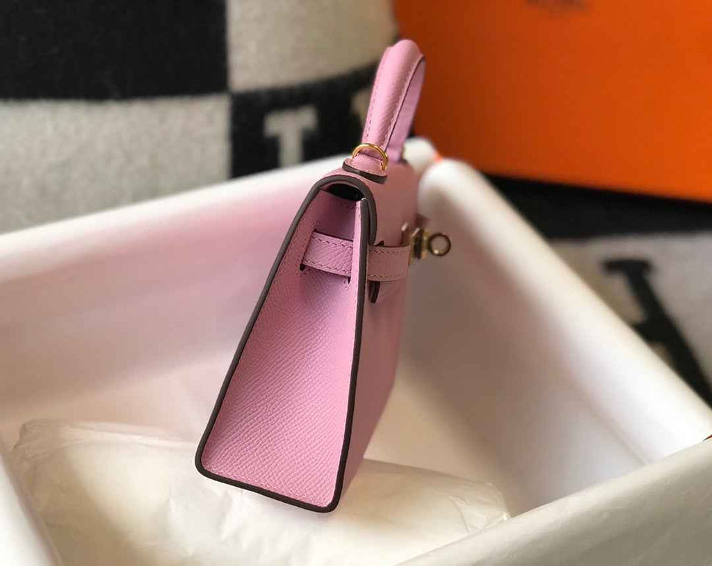 Hermes Kelly Mini II Bag light pink Epsom with Gold Hardware 19