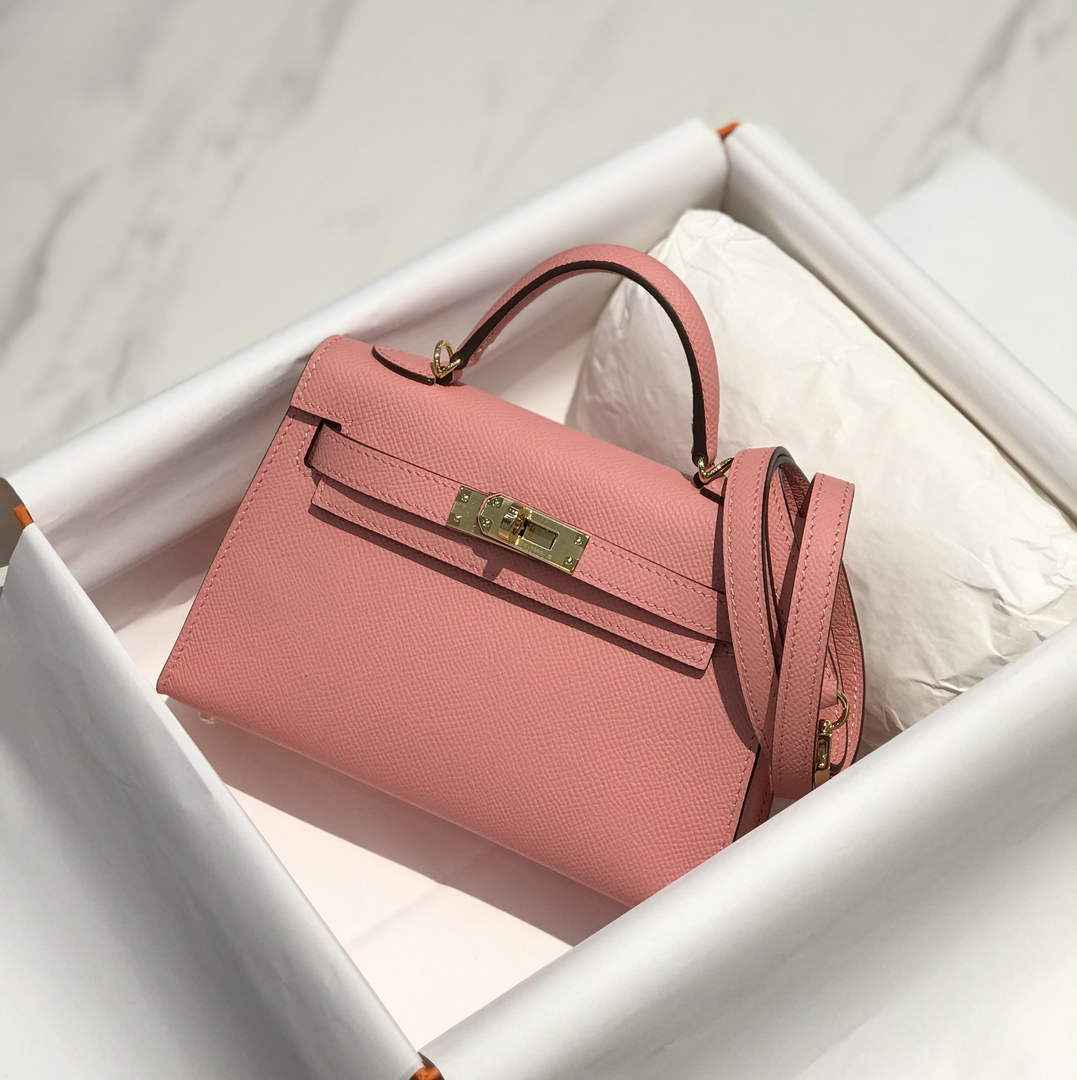 Hermes Kelly Mini II Bag Pink Epsom with Gold Hardware 19
