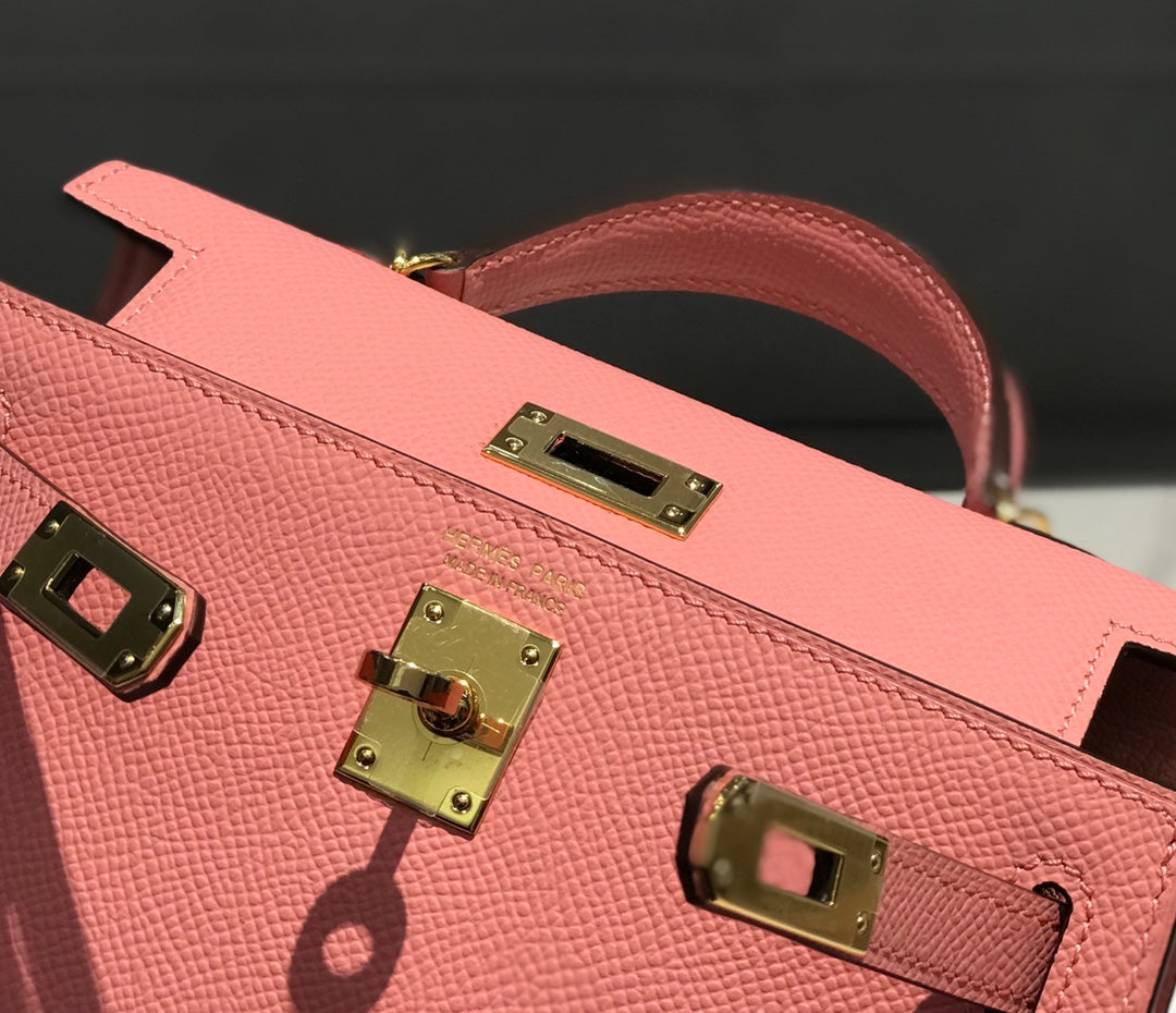 Hermes Kelly Mini II Bag Pink Epsom with Gold Hardware 19