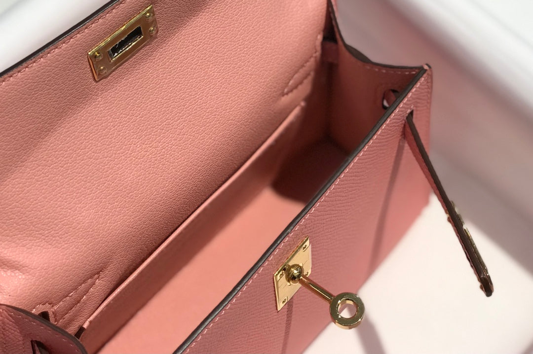 Hermes Kelly Mini II Bag Pink Epsom with Gold Hardware 19