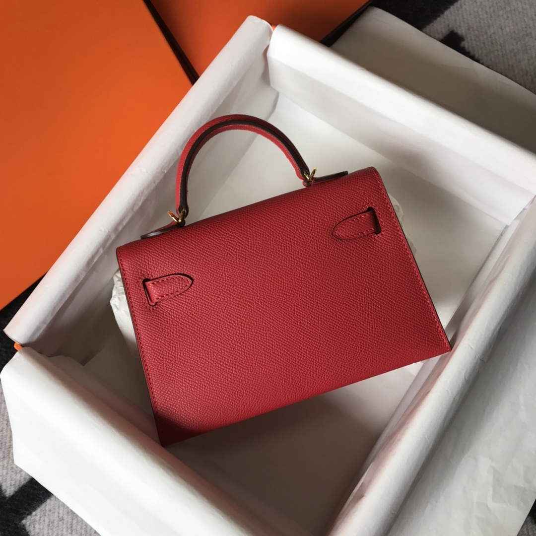 Hermes Kelly Mini II Bag Red Epsom with Gold Hardware 19