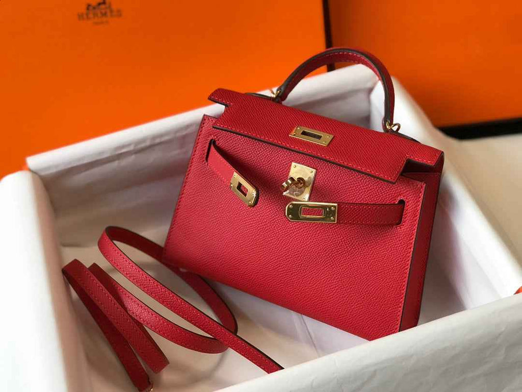 Hermes Kelly Mini II Bag Red Epsom with Gold Hardware 19