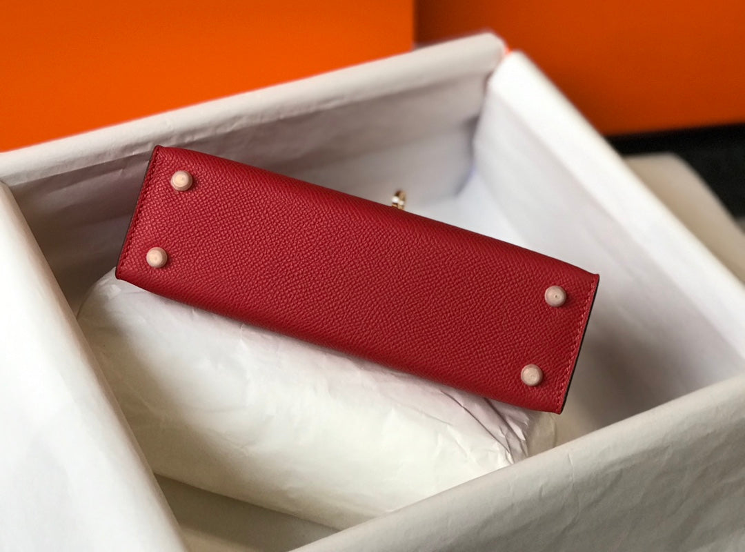 Hermes Kelly Mini II Bag Red Epsom with Gold Hardware 19