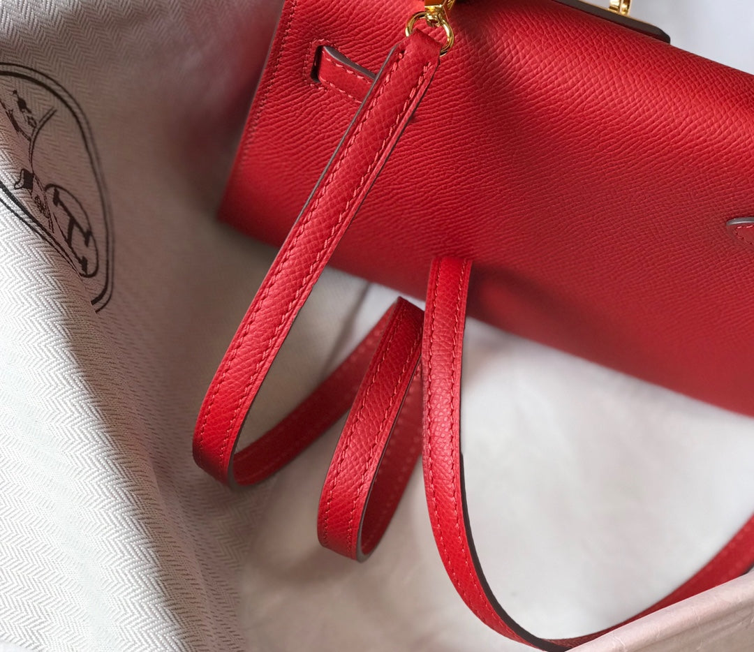 Hermes Kelly Mini II Bag Red Epsom with Gold Hardware 19