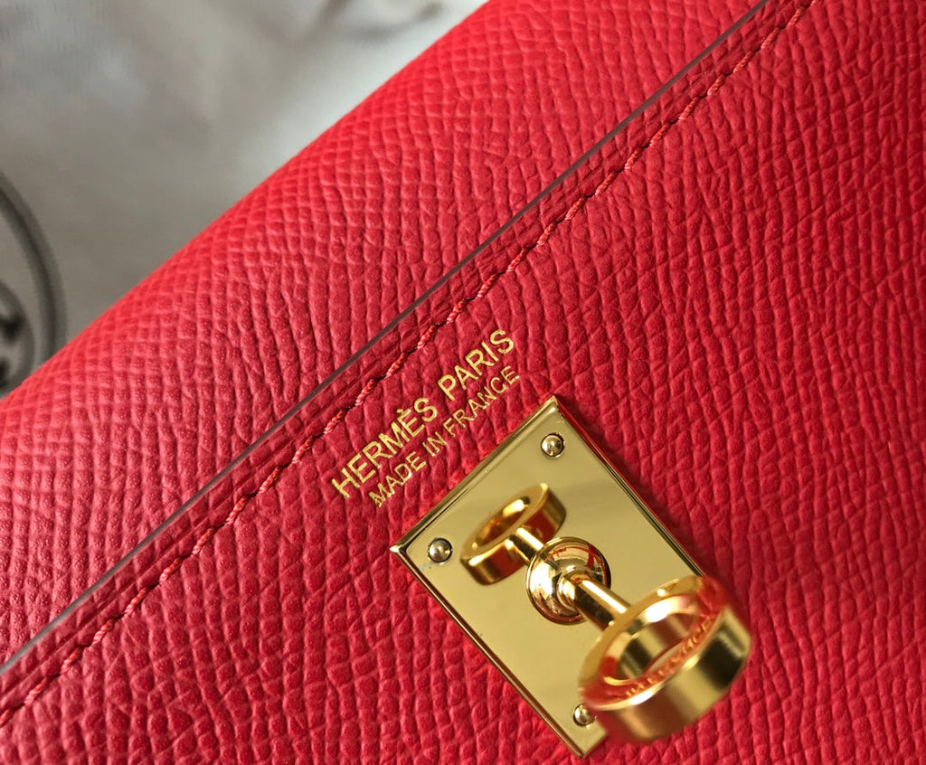 Hermes Kelly Mini II Bag Red Epsom with Gold Hardware 19