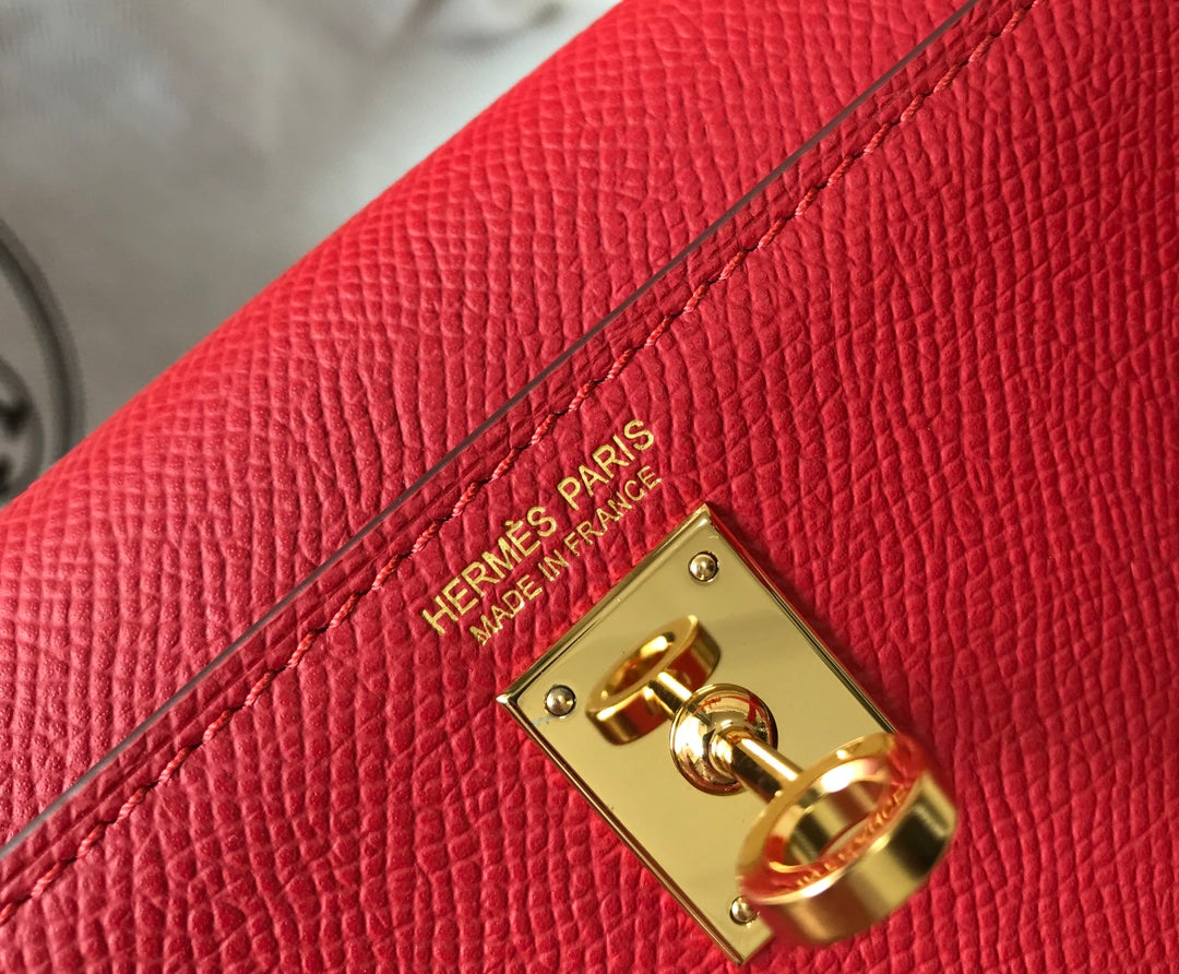 Hermes Kelly Mini II Bag Red Epsom with Gold Hardware 19