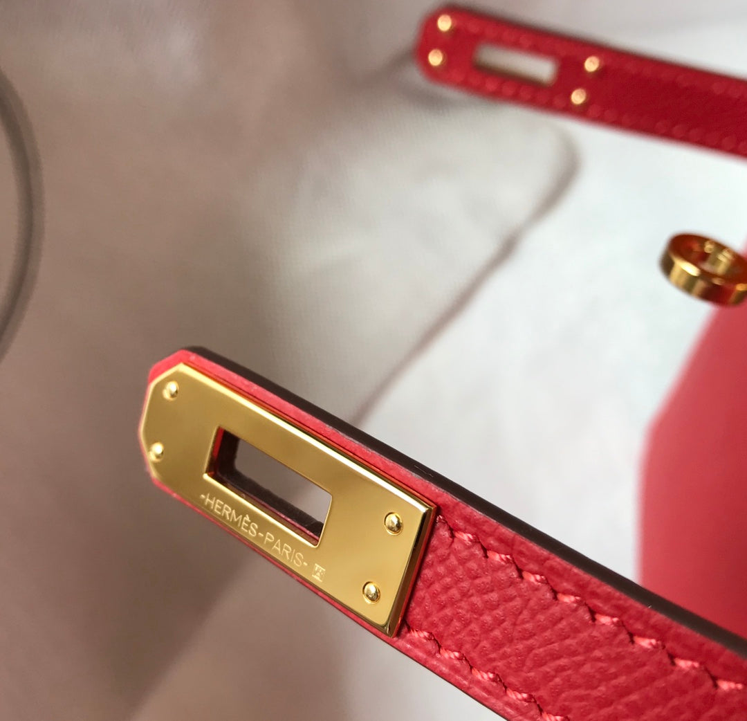 Hermes Kelly Mini II Bag Red Epsom with Gold Hardware 19