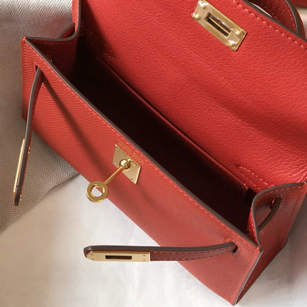 Hermes Kelly Mini II Bag Red Epsom with Gold Hardware 19