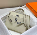 Hermes Kelly Mini II Bag White Epsom with Silver Hardware 19