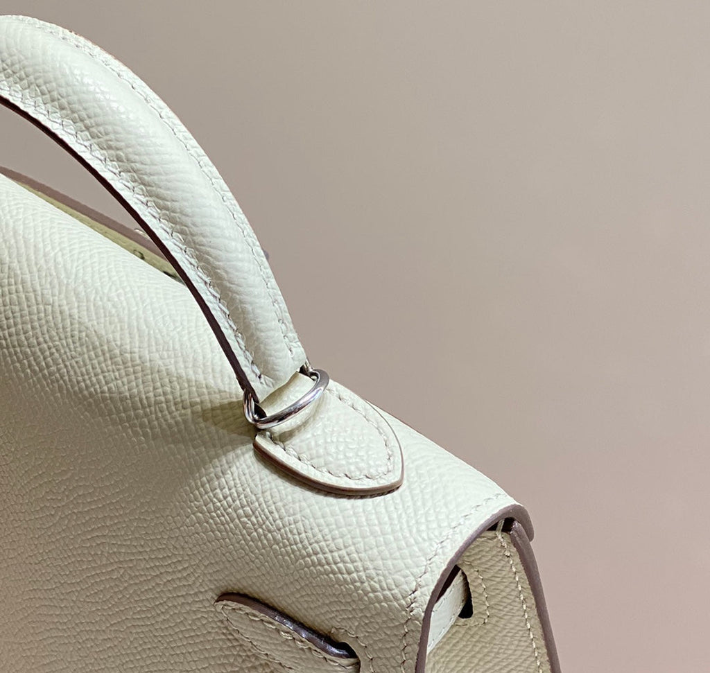 Hermes Kelly Mini II Bag White Epsom with Silver Hardware 19