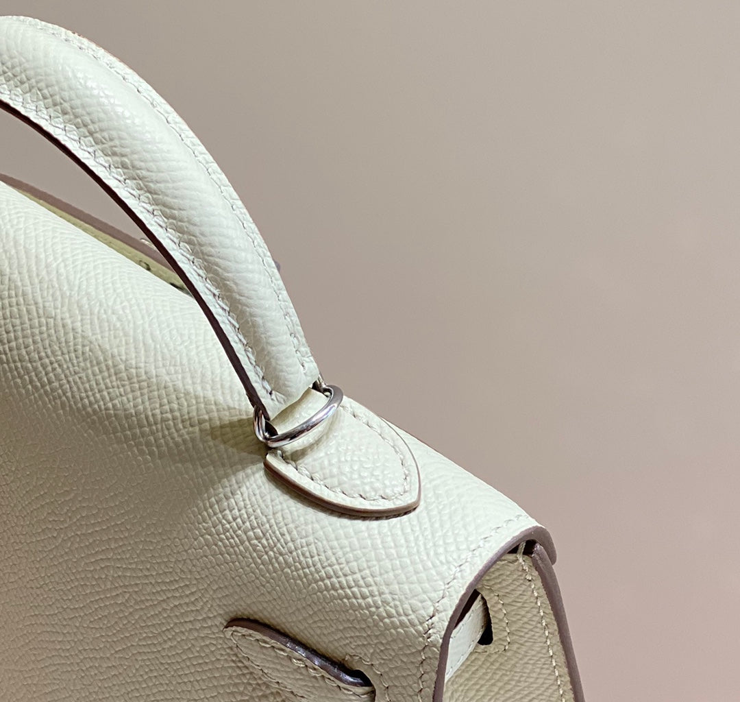 Hermes Kelly Mini II Bag White Epsom with Silver Hardware 19