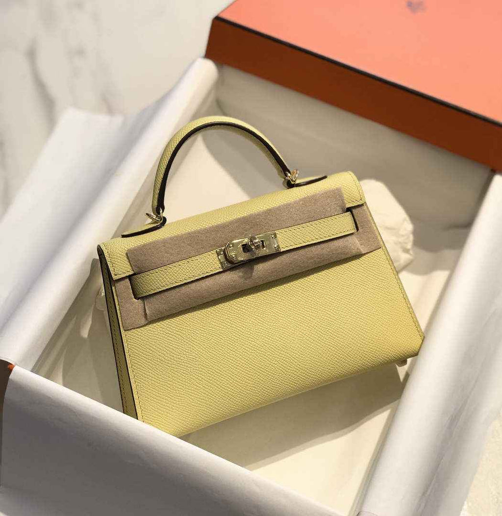 Hermes Kelly Mini II Bag Light Yellow Epsom with Gold Hardware 19
