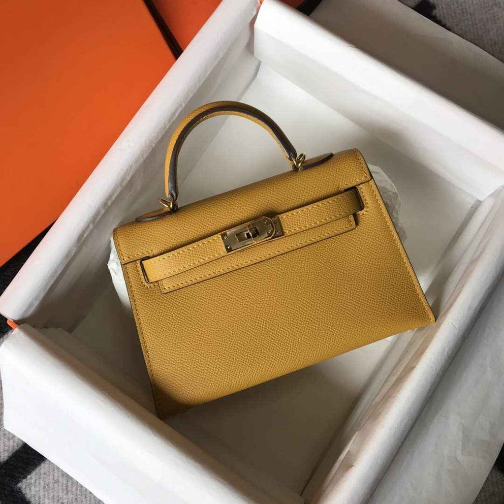 Hermes Kelly Mini II Bag Yellow Epsom with Gold Hardware 19