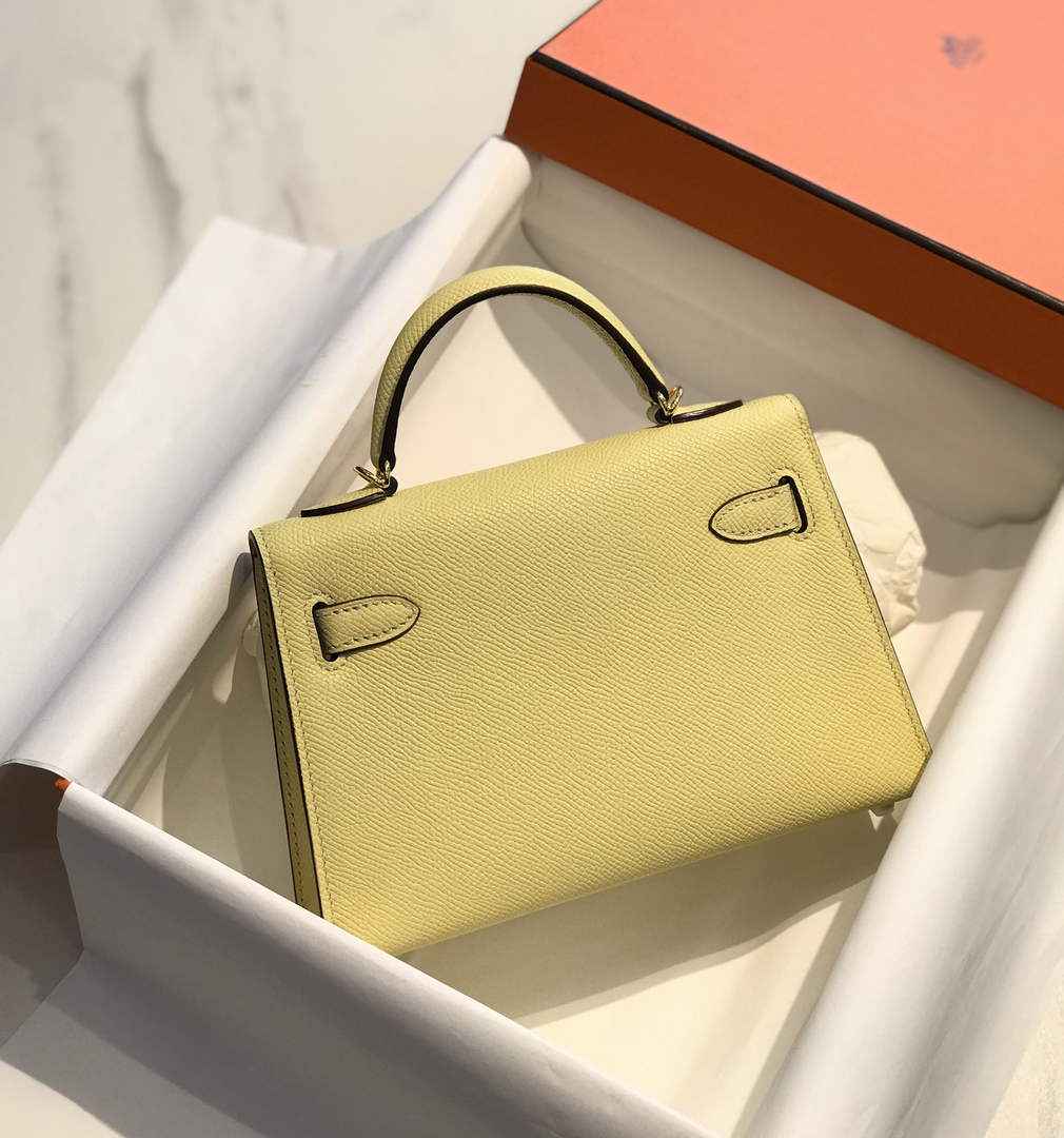 Hermes Kelly Mini II Bag Light Yellow Epsom with Gold Hardware 19