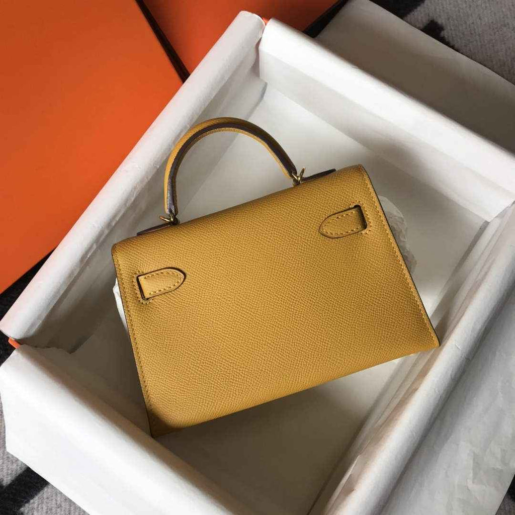 Hermes Kelly Mini II Bag Yellow Epsom with Gold Hardware 19