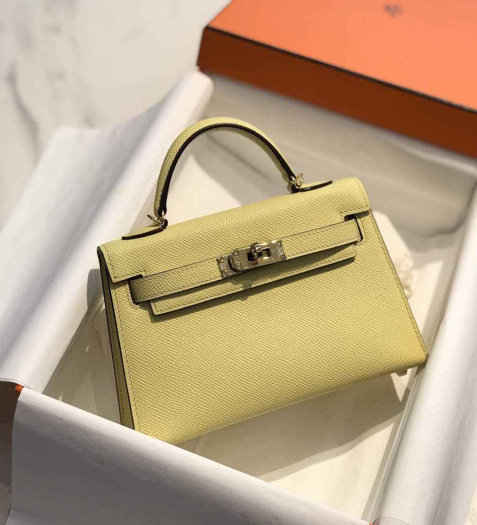 Hermes Kelly Mini II Bag Light Yellow Epsom with Gold Hardware 19