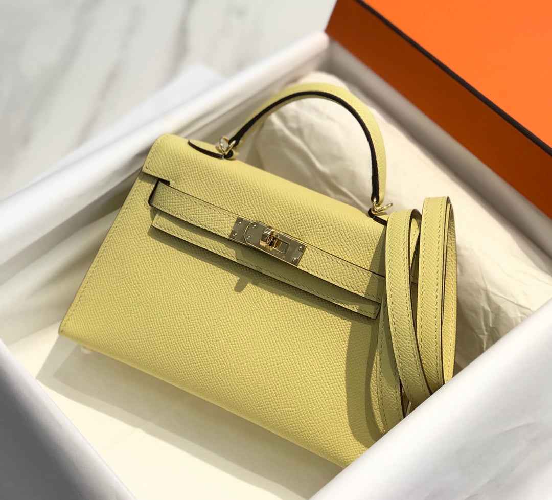 Hermes Kelly Mini II Bag Light Yellow Epsom with Gold Hardware 19