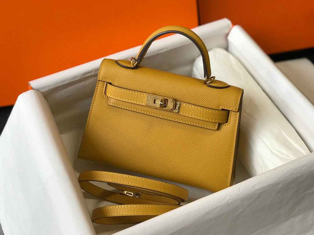 Hermes Kelly Mini II Bag Yellow Epsom with Gold Hardware 19