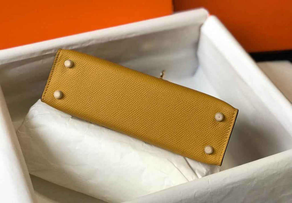 Hermes Kelly Mini II Bag Yellow Epsom with Gold Hardware 19