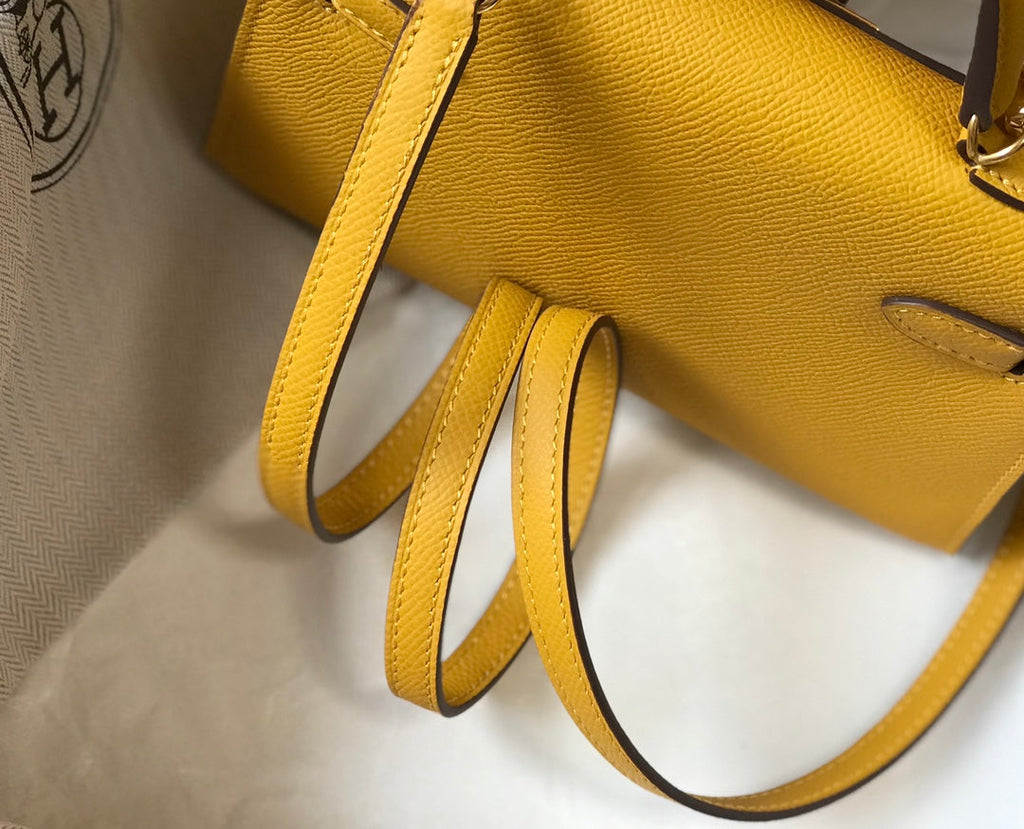 Hermes Kelly Mini II Bag Yellow Epsom with Gold Hardware 19