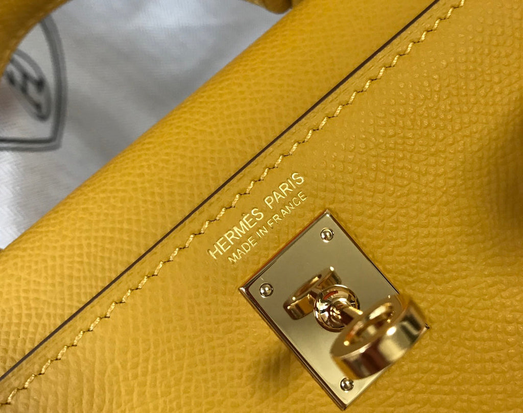 Hermes Kelly Mini II Bag Yellow Epsom with Gold Hardware 19