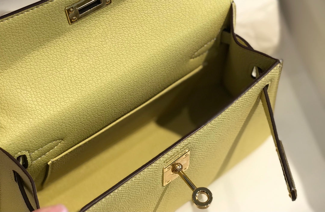 Hermes Kelly Mini II Bag Light Yellow Epsom with Gold Hardware 19